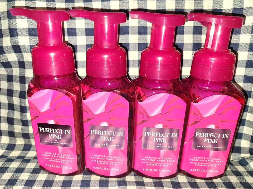 TUDO NOVO PACOTE COM 4 SABONETES ESPUMANTES PERFEITOS EM ROSA 8,75 oz Bath & Body Works - Imagem 1 de 1