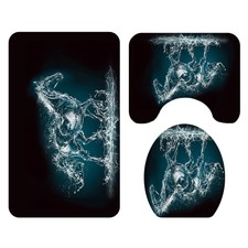 5X(Crystal Horse Printed Toilet Floor Mat 4-Piece Bathroom Non-Slip Carpet Set 