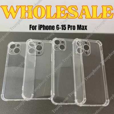 Venta al por mayor Lote a granel Funda Carcasa Teléfono Transparente Para iPhone 15 14 13 12 11 Pro XR 8 7 6 Foto 1 de 4