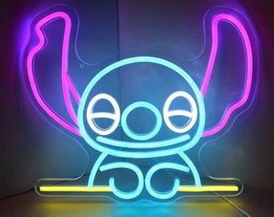 DISNEY PERSONAJE PUNTADA NEÓN LED LUZ PARED ARTE DECORACIÓN JUEGO PELÍCULA 12" X14" - Imagen 1 de 6