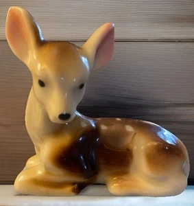 Deer Fawn Figurine Made in Japan Vintage MCM Porcelain Ceramic Spotted Doe 3” - Picture 1 of 15