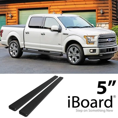 APS Running Boards 5in Black Fit 15-25 Ford F150 SuperCrew Cab & 17-25 F250 Foto 1 de 4