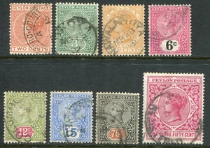 Ceylon 1899-1900 part set 2c-1r50 SG 256-263 used (cat. £88.55) 'A' - Picture 1 of 2