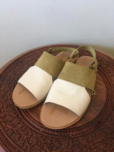 Sorel Sandalen Damen 7 Ella II Slingback olivgrün Wildleder kreidefarben Leder - Bild 1 von 7