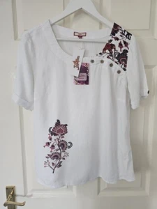 Joe Browns Top Linen Blend Size 12 (See Description) New With Tags Floral - Picture 1 of 12