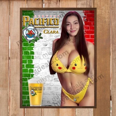 Pacifico Beer Cerveza Poster 18x24 in, sexy Mexican girl, Mexico beer art Decor  - Image 1 of 3