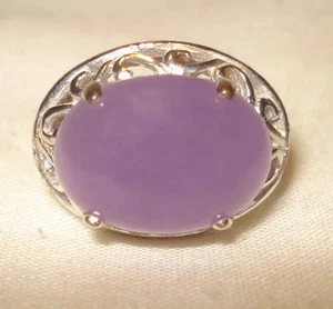 Vintage Sterling Silver 925 Purple Jelly Belly Decorative Cutouts Size 5 Ring - Foto 1 di 7