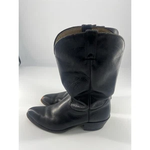Vintage Cowboy Boots Mens Size 12 Black Leather Western Cowboy Rodeo - Picture 1 of 10