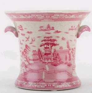 Maceta/maceta de porcelana de sauce rosa y blanco estilo vintage - Imagen 1 de 9