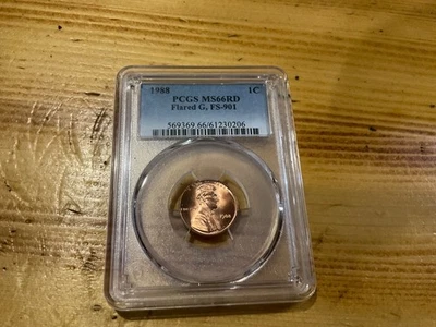 1988 1C PCGS MS66RD Flared G, FS-901 - Image 1 of 4