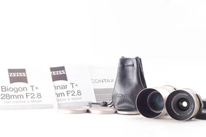 2 Lens w/Hood [Top MINT] Contax Carl Zeiss T* 28mm 90mm Lens for G1 G2 FromJAPAN - Picture 1 of 16