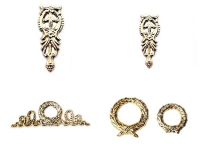 Antik Möbel Ornament Applikation Metal rund Kreis Gold 24k vergoldet - Bild 1 von 4