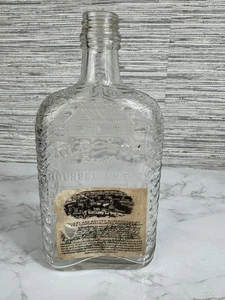 Old Log Cabin Bourbon Whiskey Bottle Glass Paper Label Montreal, Canada Empty - Picture 1 of 8