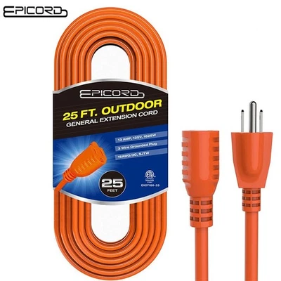 6/8/15/25/50/100 Foot Heavy Duty Outdoor/Indoor Extension Cord 16/3 Gauge Orange - Image 1 of 4