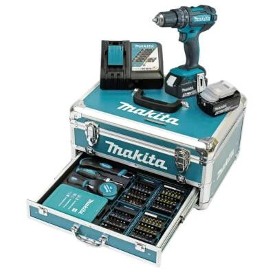 Makita Akku-Schlagbohrschrauber DHP482RFX9 18V inkl. 2x Akku, Ladegerät, Koffer - Bild 1 von 4