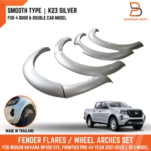 SILVER K23 6" FENDER FLARES ARCHES for Nissan Navara Ute 21-23 D23 Np300 4Doors - Picture 1 of 9