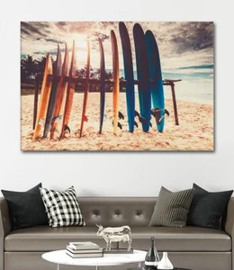 Surfboard Wall Art Beach House Decor Framed Canvas Ready To Hang Surfing Gift - Picture 1 of 12