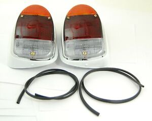 Tail Light Assembly Left & Right Red Amber Clear Lens Fits Volkswagen Type1 Bug