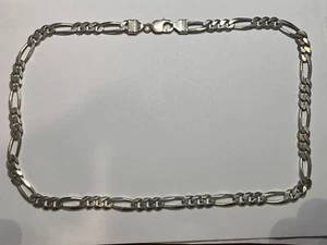 THICK HEAVY SOLID 925 STERLING SILVER 22” FIGARO CHAIN NECKLACE 8+mm 52.4g - Picture 1 of 10