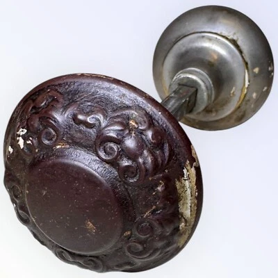 Antique Yale & Towne Nubian Bathroom Door Knob Set Steel & Chrome - Image 1 of 4