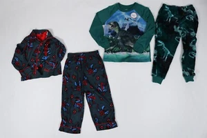 Boys Lot 2 Batman Dinosaur Graphic Long Sleeve Pajamas Sets Sz XS NEW - Picture 1 of 5