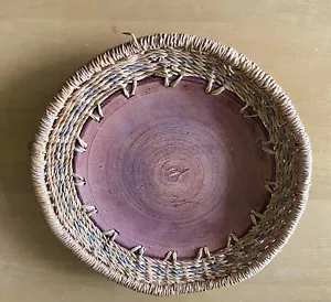 Tazón de plato de arcilla natural tejido artesanal boho hecho en Ghana - Imagen 1 de 7