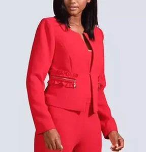 NEU: EDELSTYLE STRETCH KURZBLAZER RÜSCHEN GR. 44 ALBA MODA rot 140€ *51142722 - Bild 1 von 2