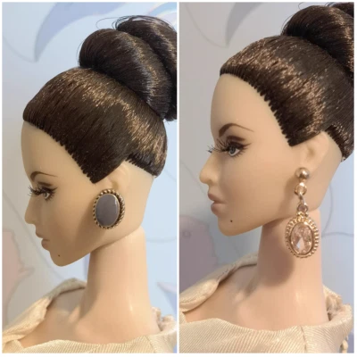 2 Pares Accesorios Moda Real Escala 1/6 Cristal Pendientes Muñecas Joyería Metal Foto 1 de 4