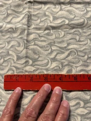 100% Cotton Fabric 2 Yards Waves Print Gray White Quilting Material Sewing - Image 1 of 3