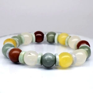 💎 174.06ct 30p Natural Multi Color Jade - Untreated Myanmar Gems Bracelet 2.25" - Imagen 1 de 5