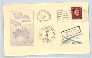 GB Air Mail Cover Wales Newport EMPIRE AIR MAIL SCHEME NEW HEBRIDES 1938 XZ228 - Picture 1 of 8