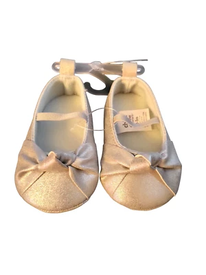 Child Of Mine By Carter's Baby Girl's Silver Metallic Slip-on - New - Size NB - Image 1 of 2