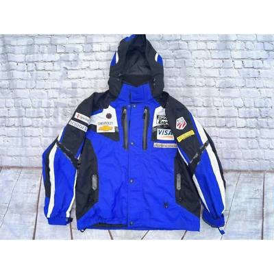 Rare SPYDER USA Ski Team Hooded Lined Sponsor Patched Snow Jacket Large - Image 1 of 4