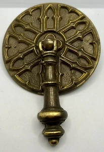 Vintage Brass Door Knocker Round Textured Medallion With Hardware - Picture 1 of 9