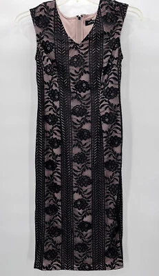 Vestido Formal Negro Talla 2 Sin Mangas Encaje Superpuesto Ivanka Trump Foto 1 de 4