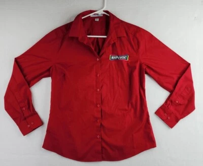 Camisa de trabajo manga larga uniforme rojo logotipo evento principal para mujer mediana Foto 1 de 4
