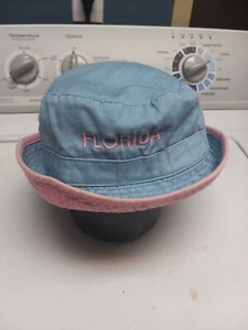 Cute Womans Blue & Pink Bucket Hat Used 58cm - Picture 1 of 7