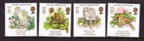 MINT 1986 GB NATURE CONSERVATION SPECIES AT RISK COMPLETE SET 4  BARN OWL, WILD  - Image 1 of 1