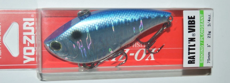 Set of 2 Yo Zuri Rattl'n Vibe 75 Mm Vibration Sinking Lure R1356-bt Blue Chrome