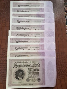  10 Stück- 100000 Mark Reischsbanknoten - Bild 1 von 2