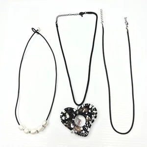 Lote H7 Cuerda Negra Perlas Cristal Corazón Cristales Boho Hippie Años 70 Retro Collares - Imagen 1 de 8
