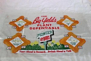 SCARCE NOS 1950s PIONEER HYBRIDS SEED CORN CLEAR BAG PAINTED SIGN FARMALL DEERE - Picture 1 of 11
