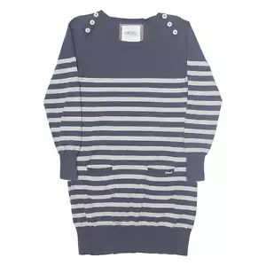 DIESEL Stretch Mädchen Pullover Kleid grau gestreift Langarm knielang L - Bild 1 von 6