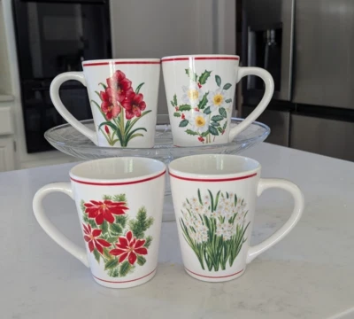 American Atelier Holiday Floral Gres Horno Lavavajillas Microondas Seguro, Juego de 4 Foto 1 de 4