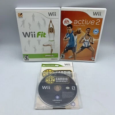 Wii Fit, Active 2 Personal Trainer, Gold's Gym Cardio Workout (Nintendo Wii) Lot - Image 1 of 4