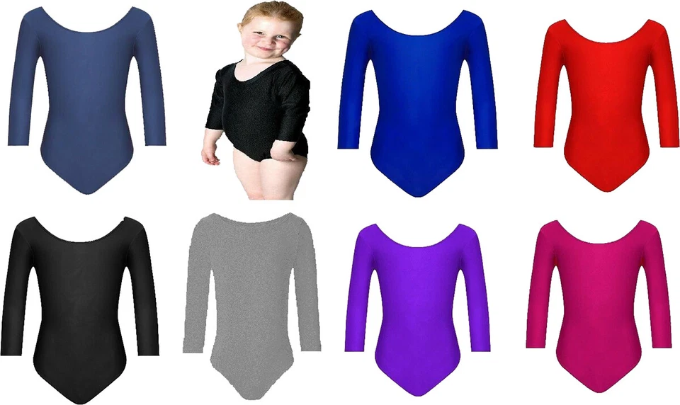 ONLY UNIFORM Niñas Uniforme Leotardo Danza Gimnasia Ballet Mangas Largas Leotardos Niños Edades 3-13