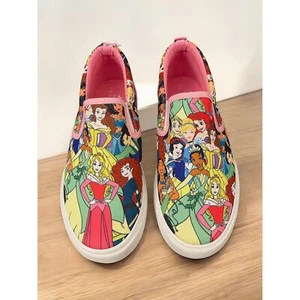 NEW Girls Disney Princess Multicolored Canvas Shoes Size 4 Pink in box Kids - Picture 1 of 5
