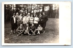 RPPC Group of Smiling Men and Women Outside c1930s? Postcard - Picture 1 of 2