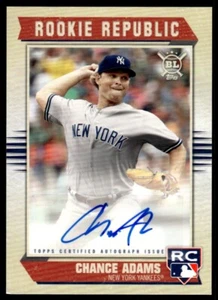 2019 Topps Big League Rookie Republic Autographs Chance Adams Auto New York - Picture 1 of 2