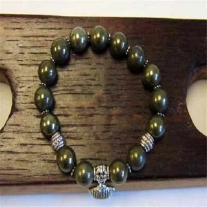 8mm Black Pyrite Chakra healing Yoga Bracelet Bless Lucky Anniversary - Picture 1 of 4